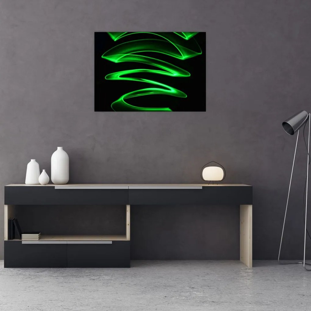 Obraz na szkle - neonowe fale (70x50 cm)