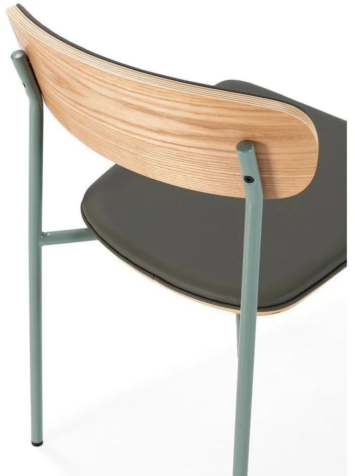 Ciemnozielone tapicerowane krzesła zestaw sztaplowane 2 szt. Saula – Marckeric