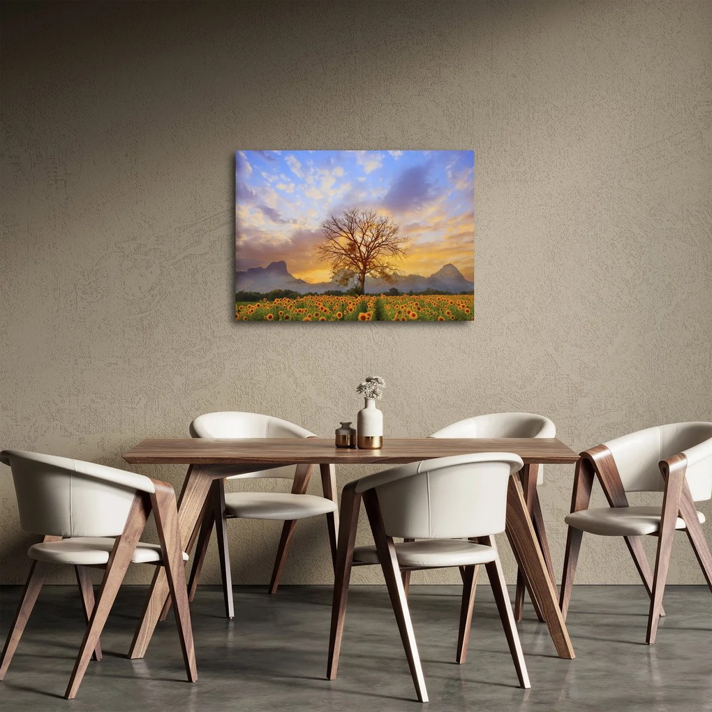 Obraz - Pejzaż ze słonecznikami (70x50 cm)