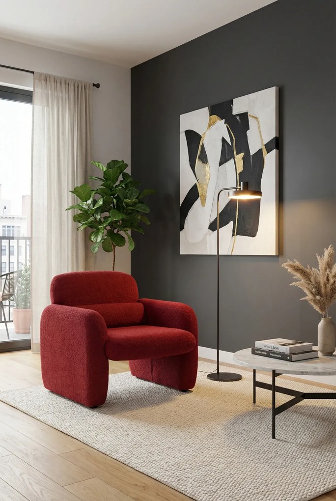 Czerwony fotel boucle w stylu nowoczesnym Z7-M29