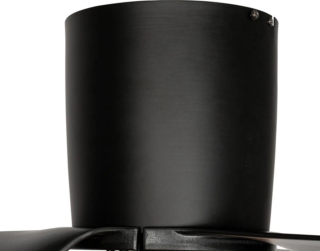 Czarny wentylator sufitowy 123 cm z LED, ściemnialny, z pilotem - Patty