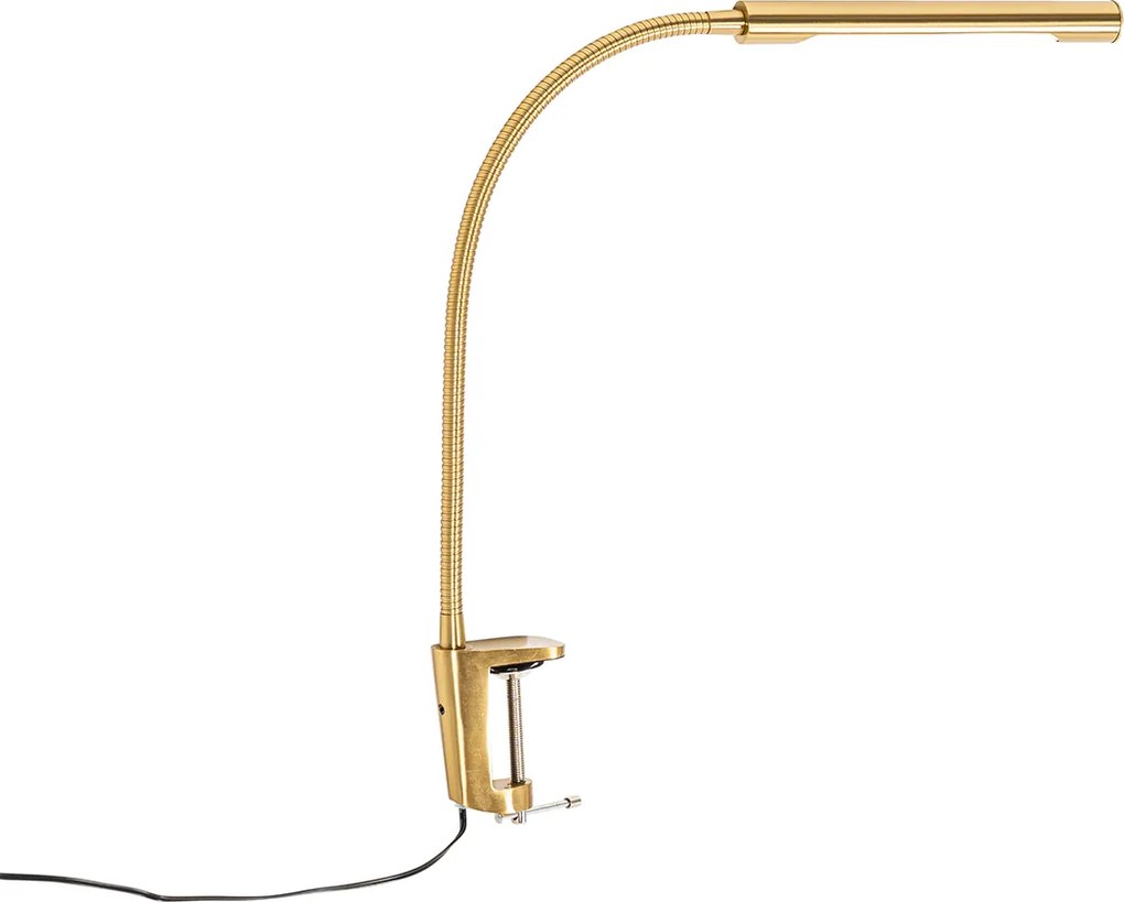 Lampa biurkowa zaciskowa mosiądz w tym LED ze ściemniaczem dotykowym - Lionard