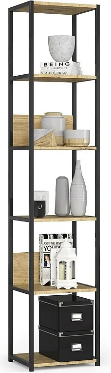 Regał industrialny AKORD metalowy Czarny 40 cm kolor Dąb Artisan mat 6 półek 40x32x192 cm