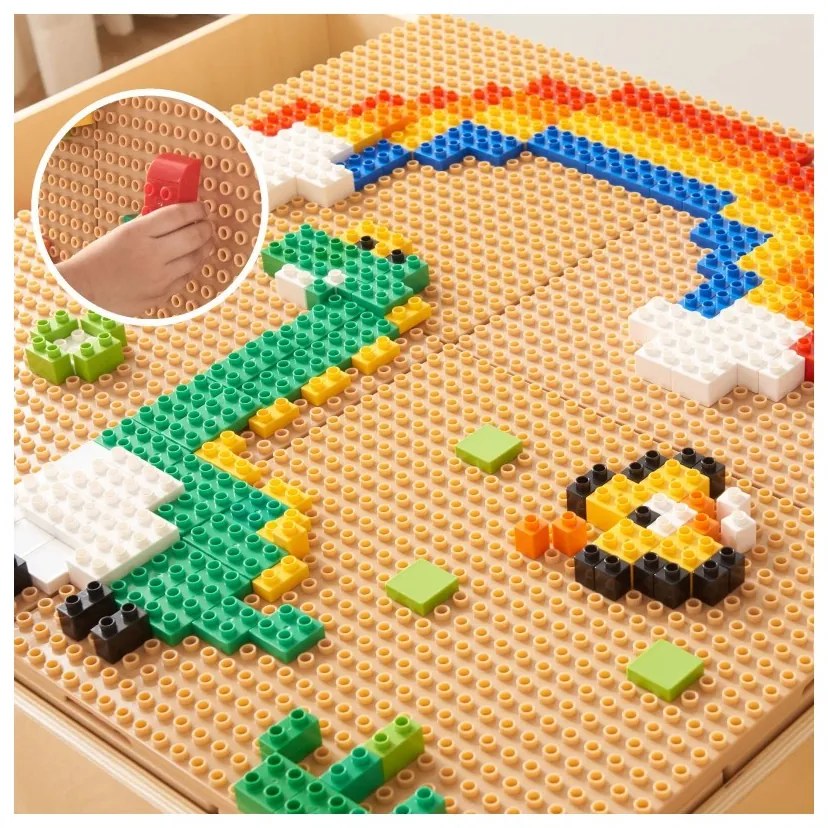 Masterkidz drewniany stół edukacyjny + akcesoria stem wall + 563 klocków