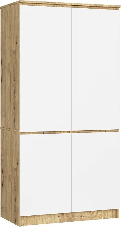 Szafa AKORD S90 4 drzwi Dąb Artisan, Biała 90x51x180 cm