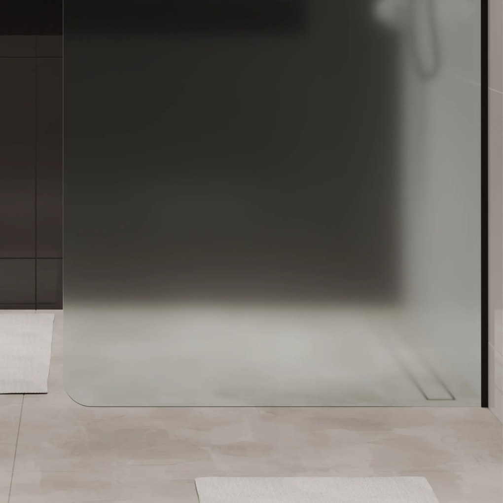 Ścianka prysznicowa Walk-in szkło satynowe matowe 8 mm MOLIS Satin Round MASSI I Różne rozmiary : Kolor profili kabiny - czarny, Szerokość ścianki - 100 cm
