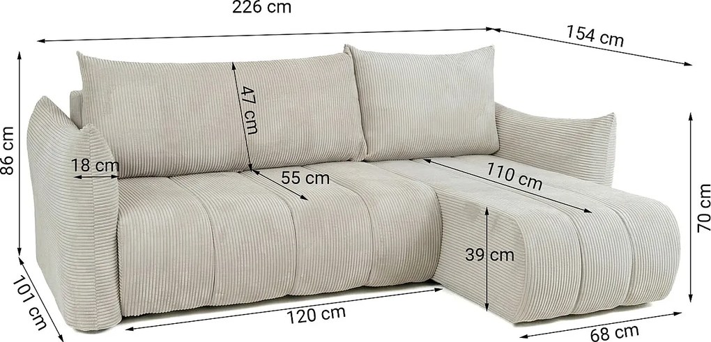 Narożnik uniwersalny z funkcją spania Flo Mini, Poso jasnozielony (46)