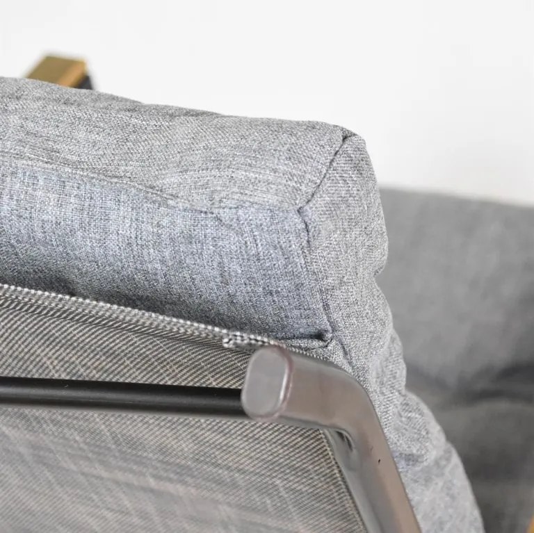 Fotel bujany, stalowy, z poduszkami, szary, 2szt