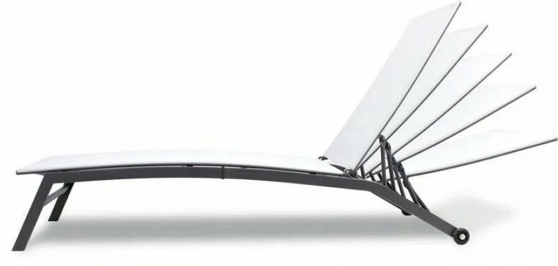 Leżak ogrodowy z kółkami, szary, 195 x 90 x 63 cm