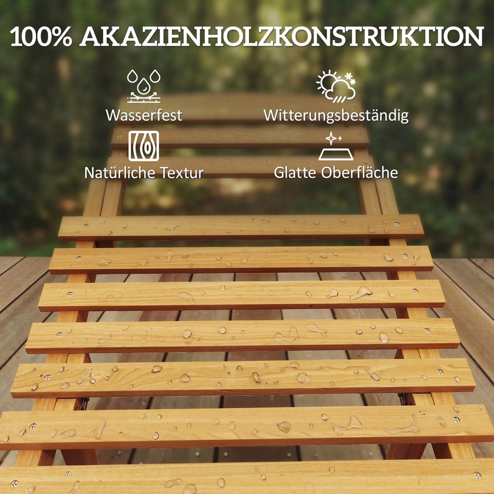 Outsunny Leżak słoneczny składany odporny na warunki atmosferyczne leżak ogrodowy z drewna z tapicerką i zagłówkiem uchwyt do przenoszenia 183 x 54 x 63 cm, beżowy | Aosom PL