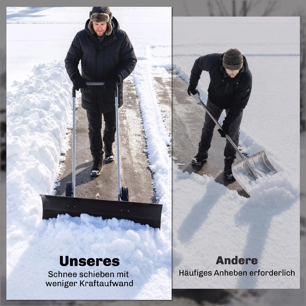 Outsunny Duży pług do śniegu 95 cm extra szeroki aluminiowa łopata z kółkami regulowany i antypoślizgowy uchwyt, kątowy | Aosom PL