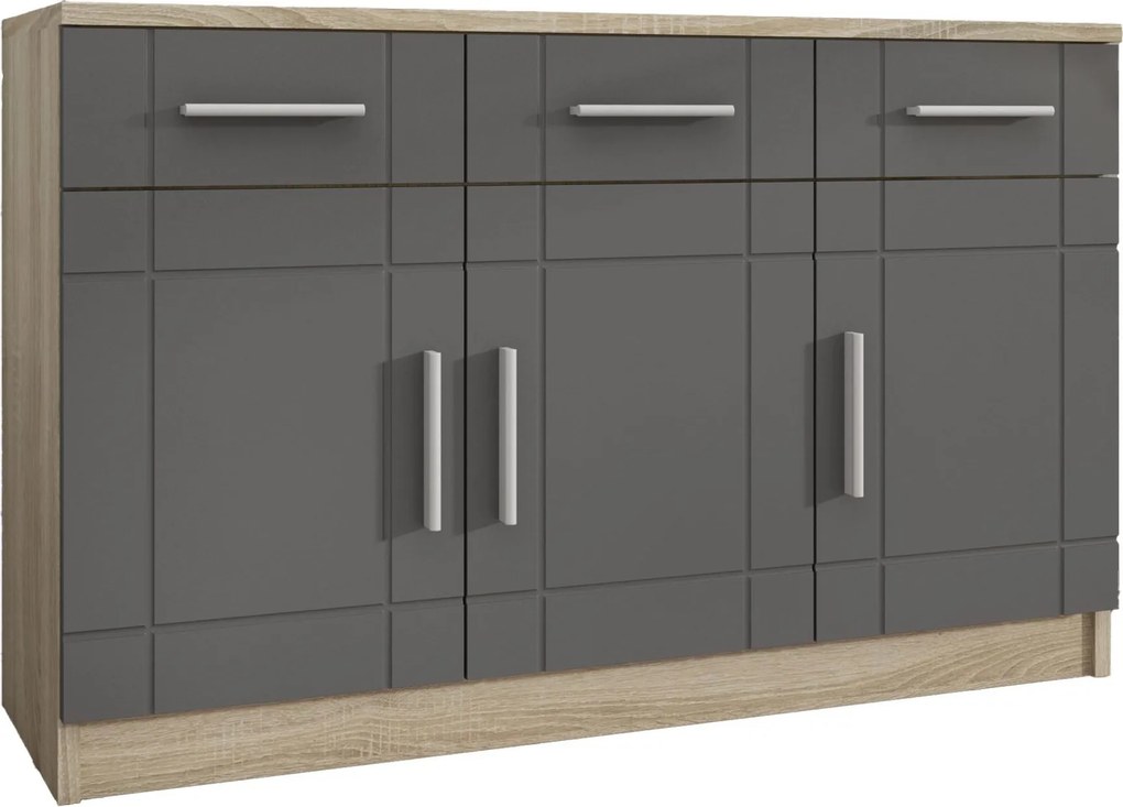 Komoda PERUGIA - Dąb sonoma / Front Grafit / 103 cm