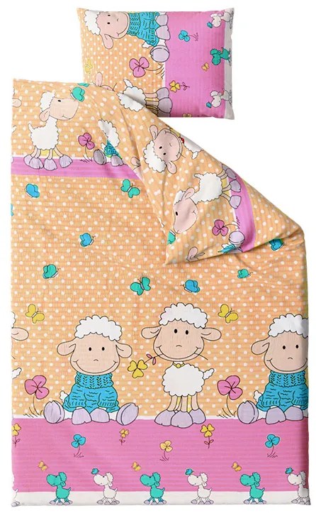 PrzytulneMieszkanie.pl PrzytulneMieszkanie.pl Pościel z kory do łóżeczka OWCZKI kremowe Rozmiar pościeli: 45 x 65 cm | 90 x 135 cm