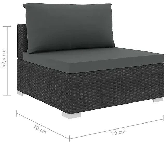 9-częściowy czarny zestaw wypoczynkowy do ogrodu - Owis 9B