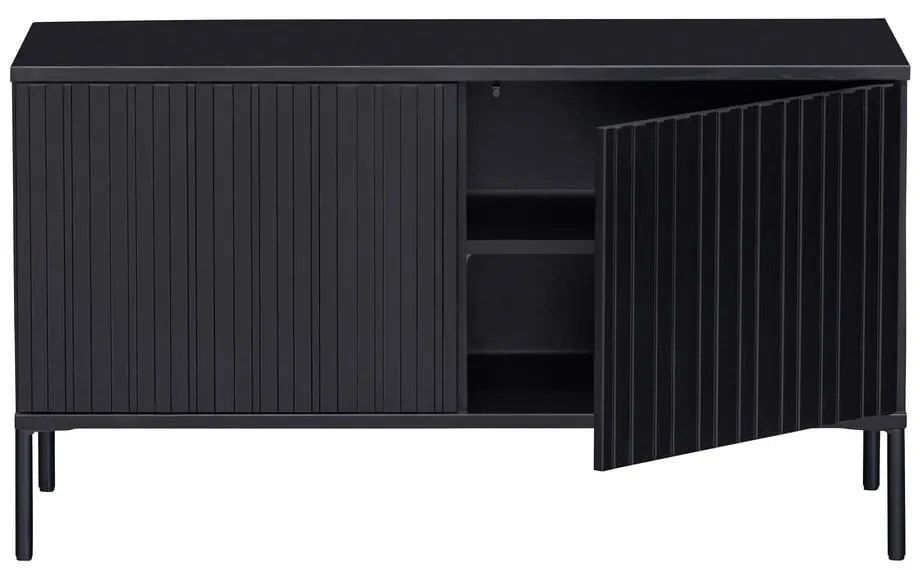 Czarna szafka pod TV z litego drewna sosnowego 100x56 cm Gravure – WOOOD