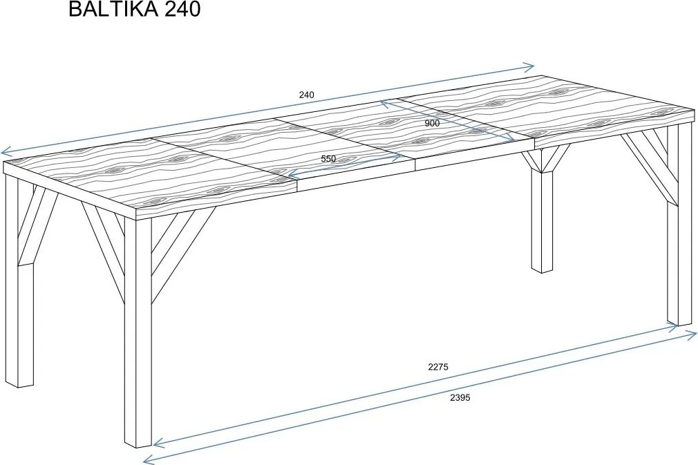 Stół Baltika 240 rozkładany od 130 do 240 cm kaszmir