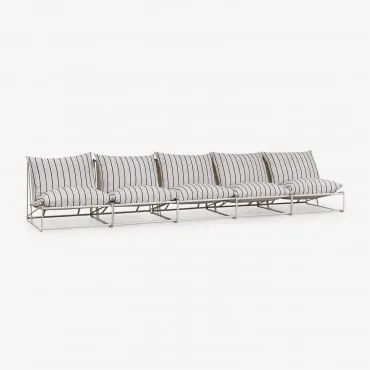 Amaro 5-częściowa Modułowa Sofa Ogrodowa Kremowa Tapioca - Dark Blue - Sklum