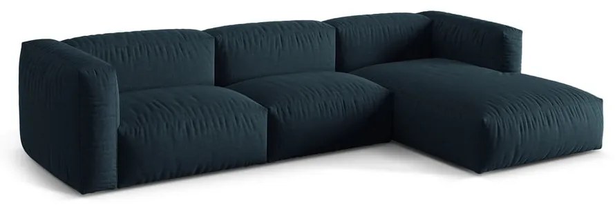 Ciemnoniebieski narożnik modułowy (prawostronny) Martina – Micadoni Home