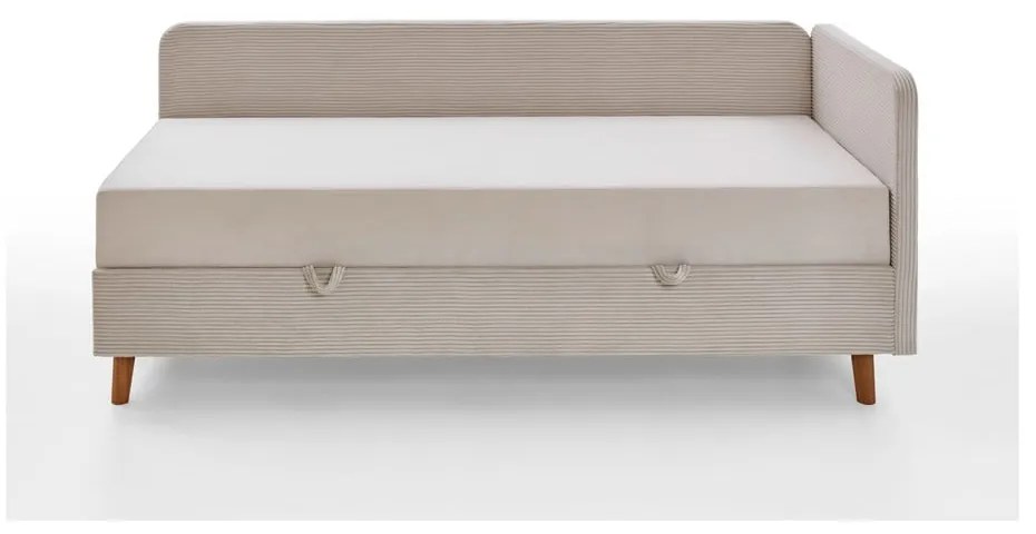 Beżowe tapicerowane łóżko jednoosobowe ze schowkiem 90x200 cm Cabana – Meise Möbel