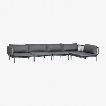 Modułowa Narożna Sofa Ogrodowa 5-częściowa Ze Stali Roubly Grafitowa Szarość - Sklum