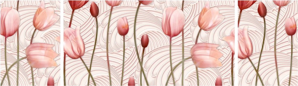 Obraz - Różowe tulipany (170x50 cm)