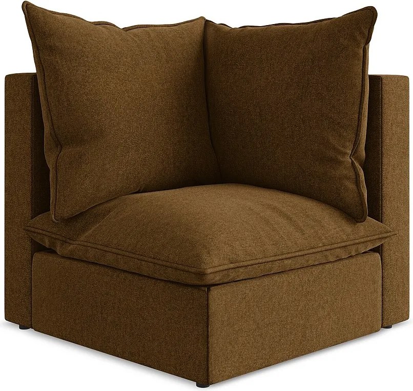 Moduł narożny - z tkaniny welwetowej - musztardowy - MANAO