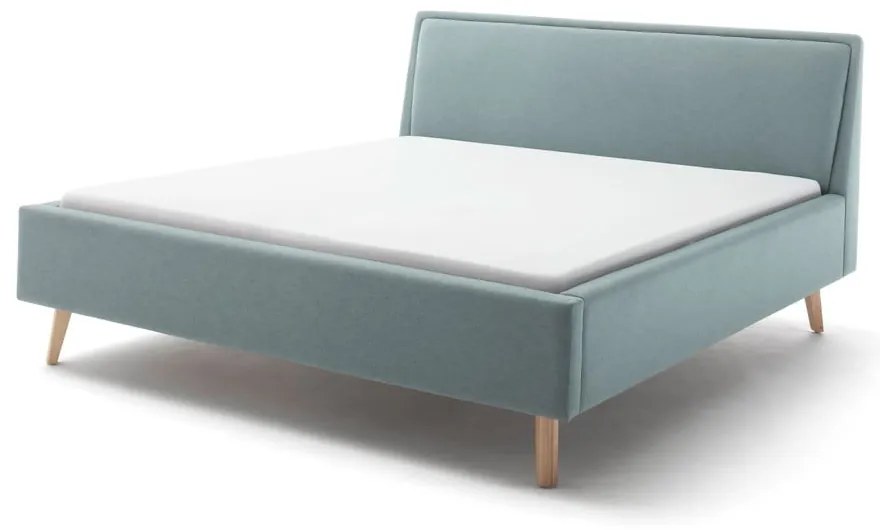 Szaroniebieskie tapicerowane łóżko dwuosobowe ze schowkiem i stelażem 180x200 cm Frieda – Meise Möbel
