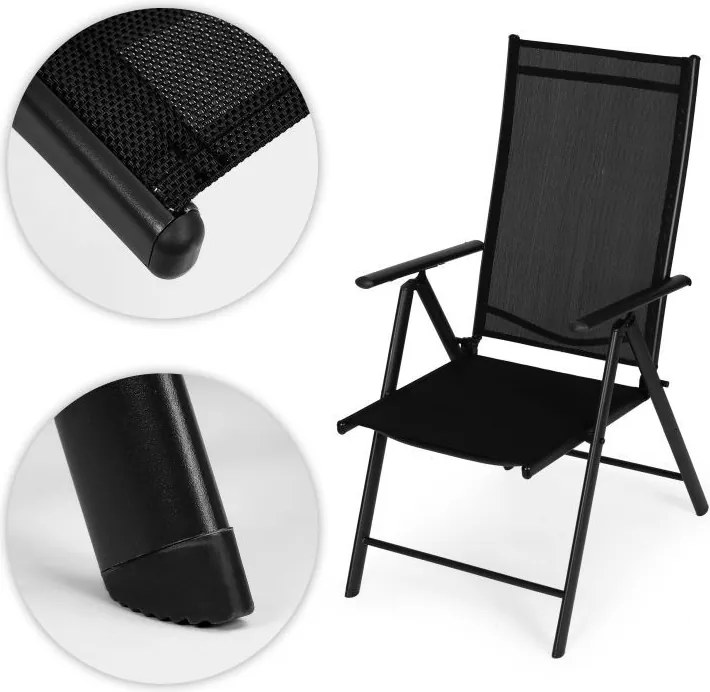 Krzesło ogrodowe, składane, regulowane Napoli, czarne