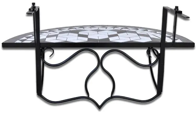 Czarno-biały stolik mozaikowy na balkon M3-M77