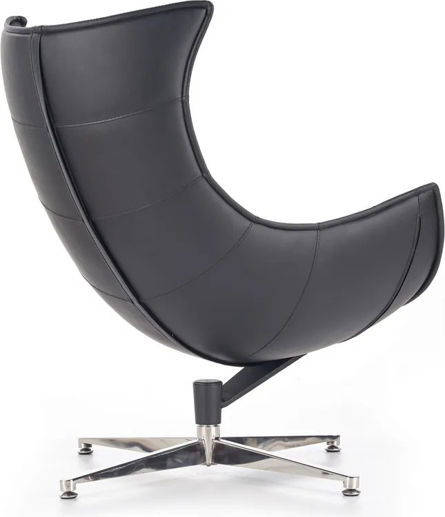 Czarny fotel wypoczynkowy ze skóry Luxor