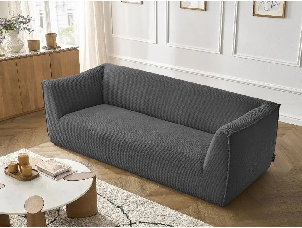Ciemnoszara sztruksowa sofa 242 cm Giorgia – Bobochic Paris