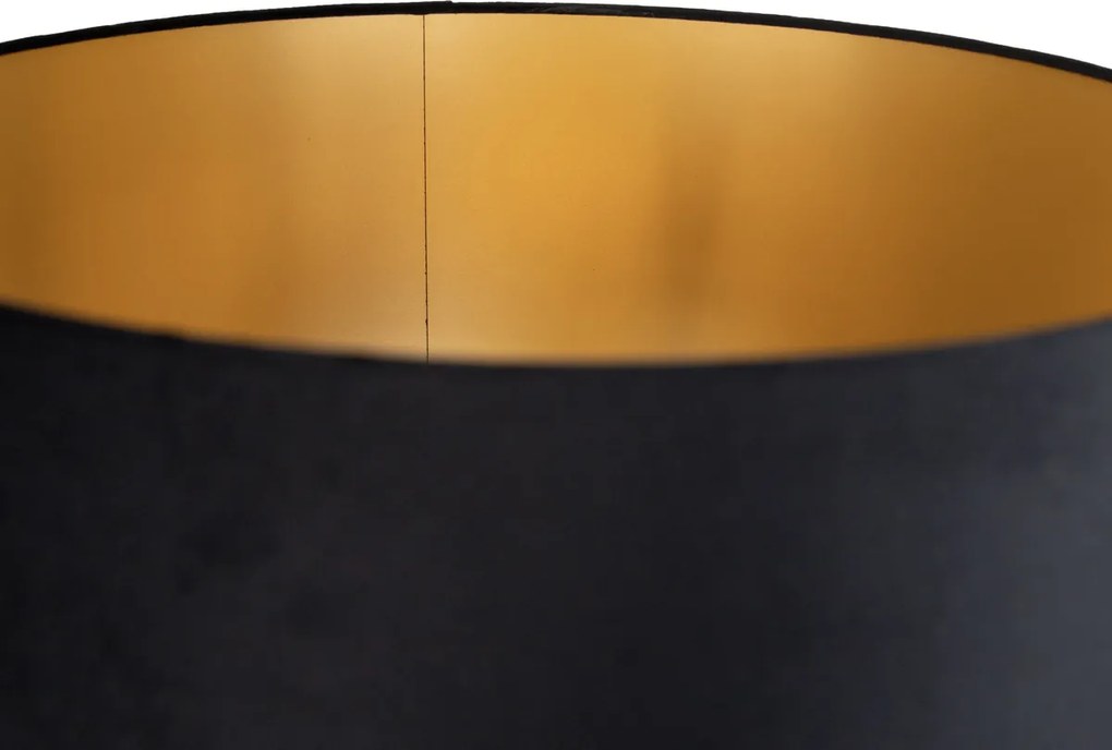 Lampa podłogowa złota z czarnym kloszem i złotym wnętrzem 50 cm - Linden