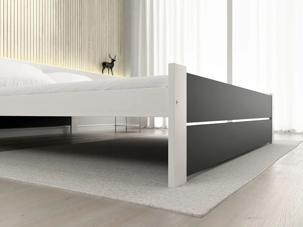 Łóżko IKAROS DOUBLE 180 x 200 cm, antracyt/biały Stelaż: Ze stelażem listwowym rolowanym elastycznym, Materac: Materac Sommera 18 cm