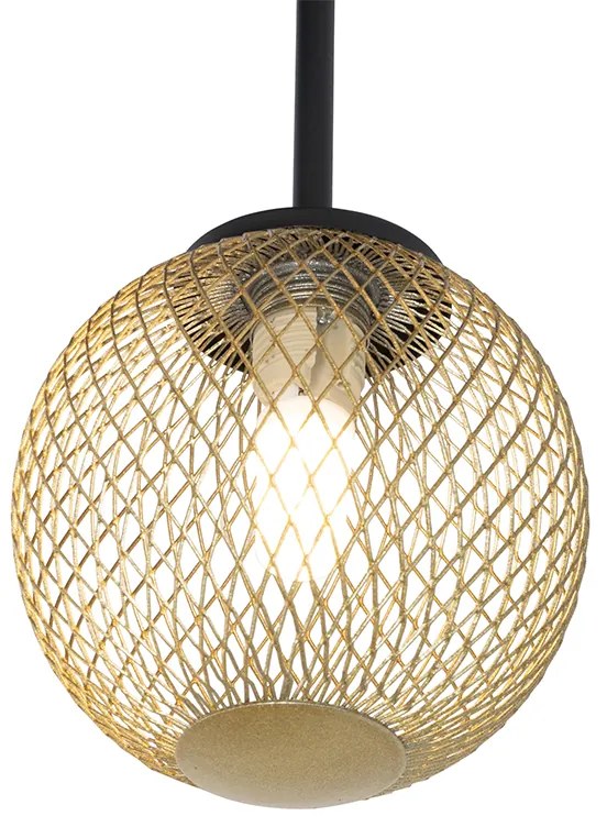 Nowoczesna lampa sufitowa czarna ze złotym 5-świateł - Athens Wire Rustykalny / Vintage Oswietlenie wewnetrzne