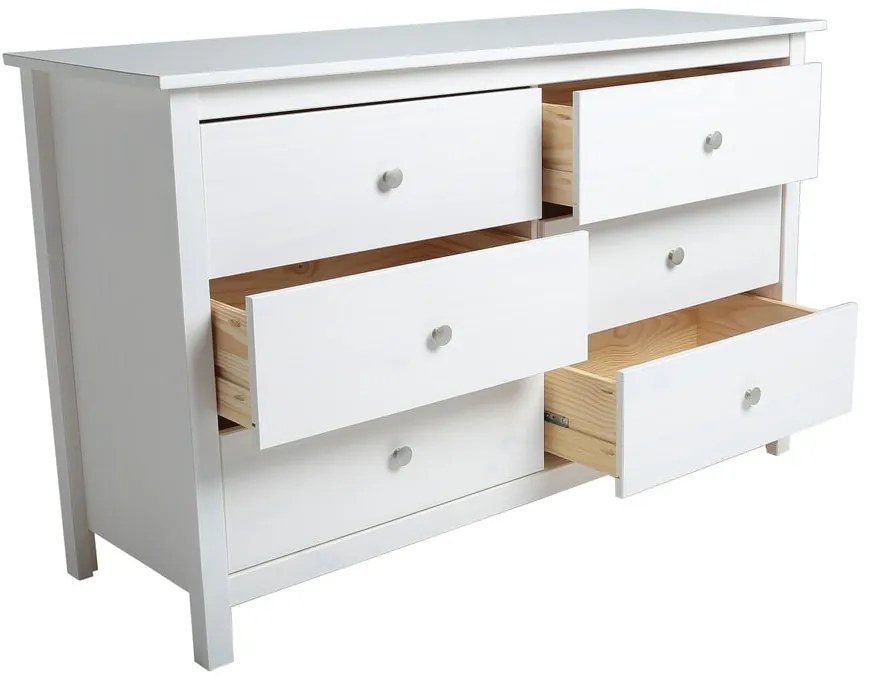 Biała niska komoda z litego drewna sosnowego 130x80 cm Berna – Marckeric