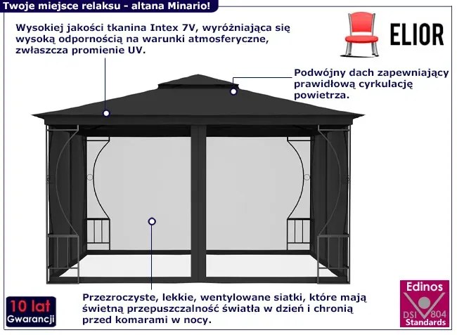 Altana ogrodowa z moskitierą antracyt W3-M80
