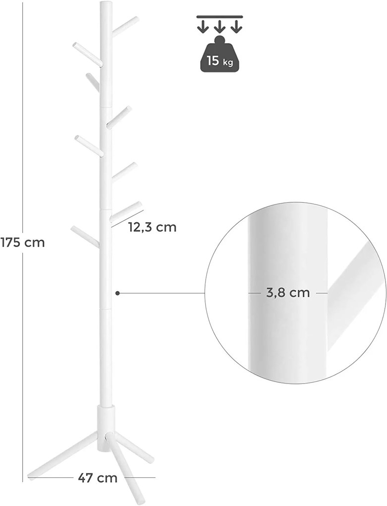 Wieszak biały wykonany z litego drewna STELLO