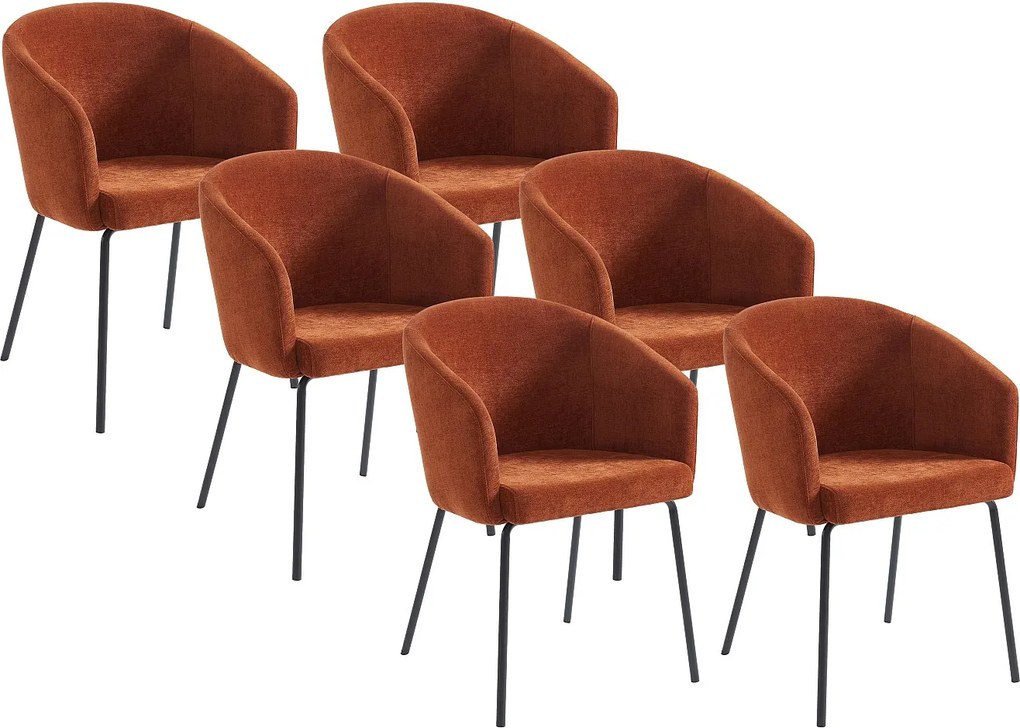 Zestaw 6 krzeseł z podłokietnikami z tkaniny i metalu - Terakota - MORONI autorstwa Pascala MORABITO