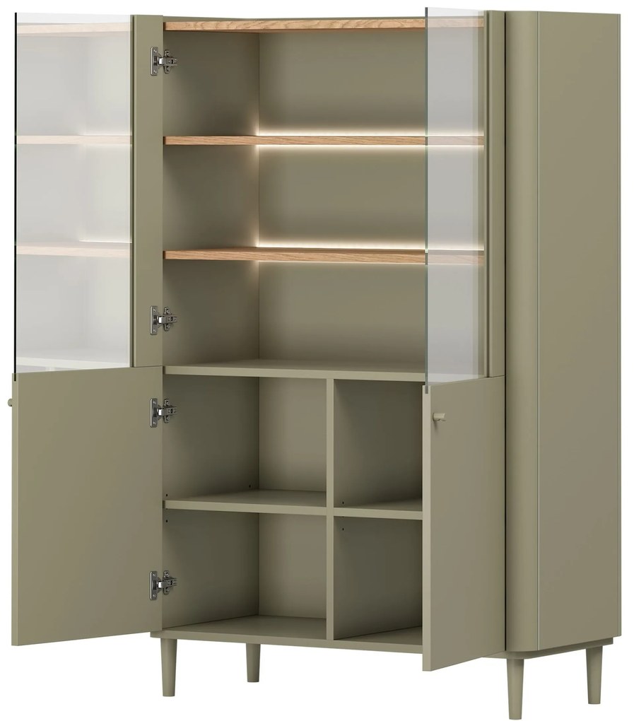 Witryna Elivo 100 cm dwudrzwiowa na nóżkach - eukaliptus / dąb baltic dune