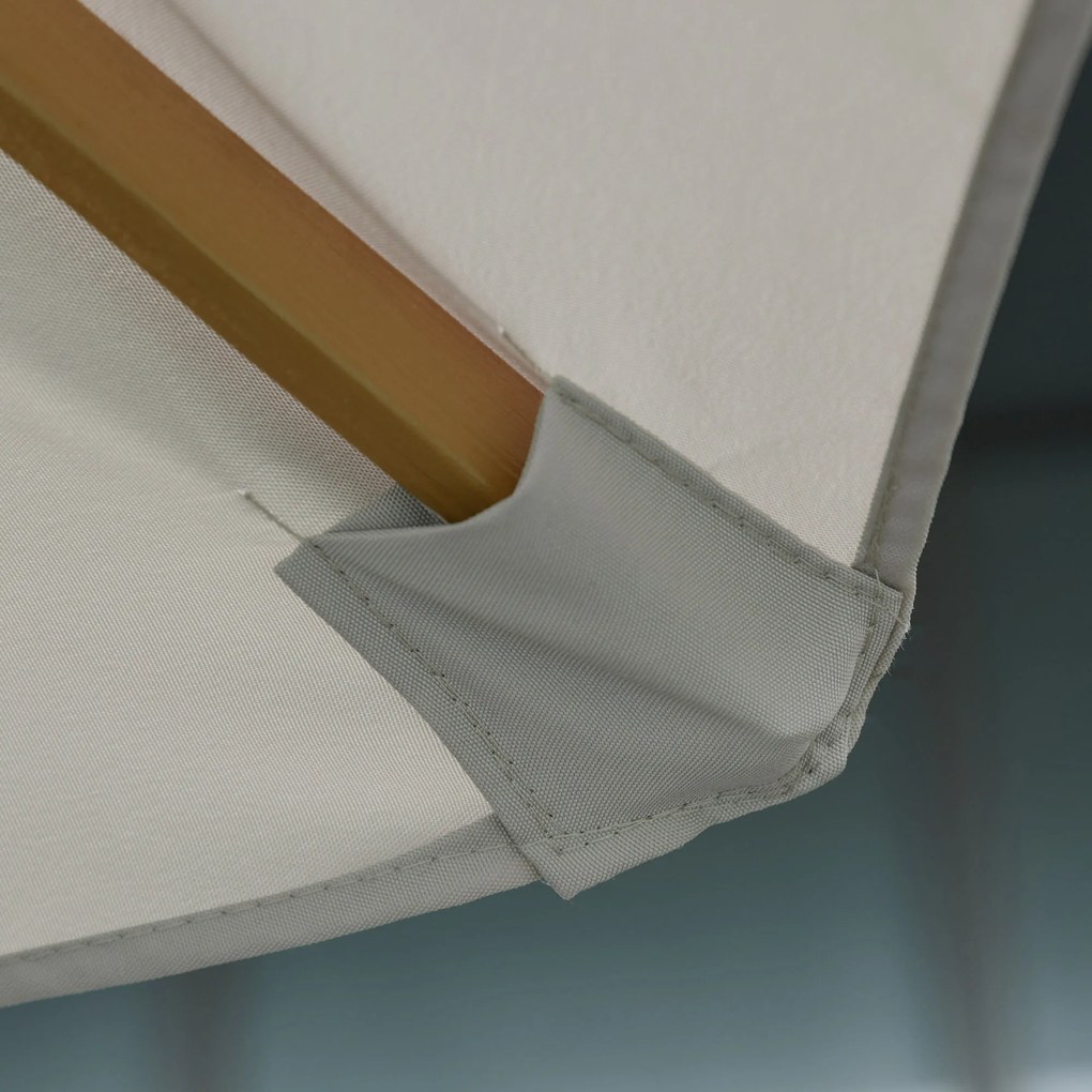 Outsunny Parasol Ogrodowy Drewniany z Mechanizmem 300 cm Szary