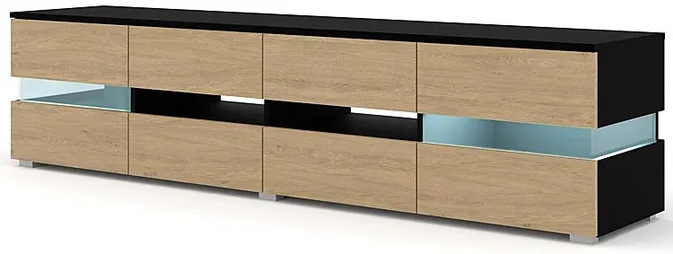 Stojąca szafka rtv czarny + dąb stone M5-H60