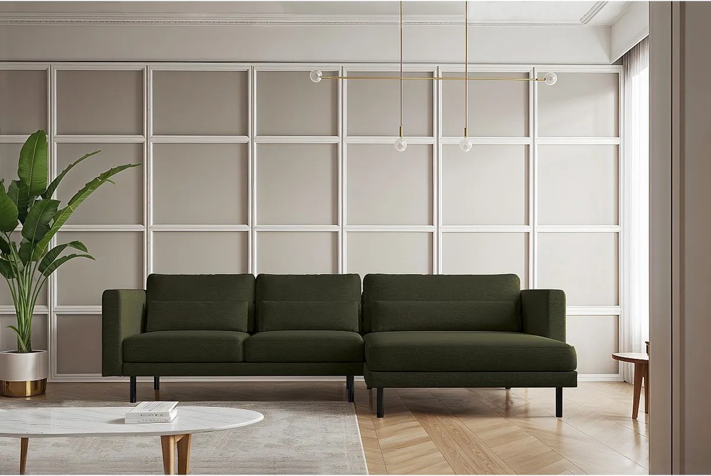 Narożnik w kształcie L Dani L, tkanina Verita, Ciemnozielony, Prawy