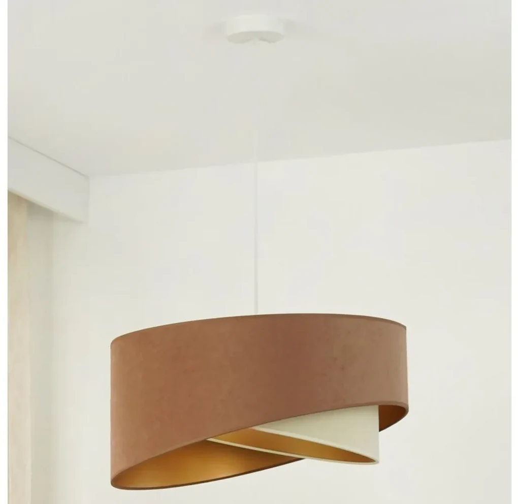LED Żyrandol na lince LYRA 1xE27/15W/230V brązowy/kremowy/złoty