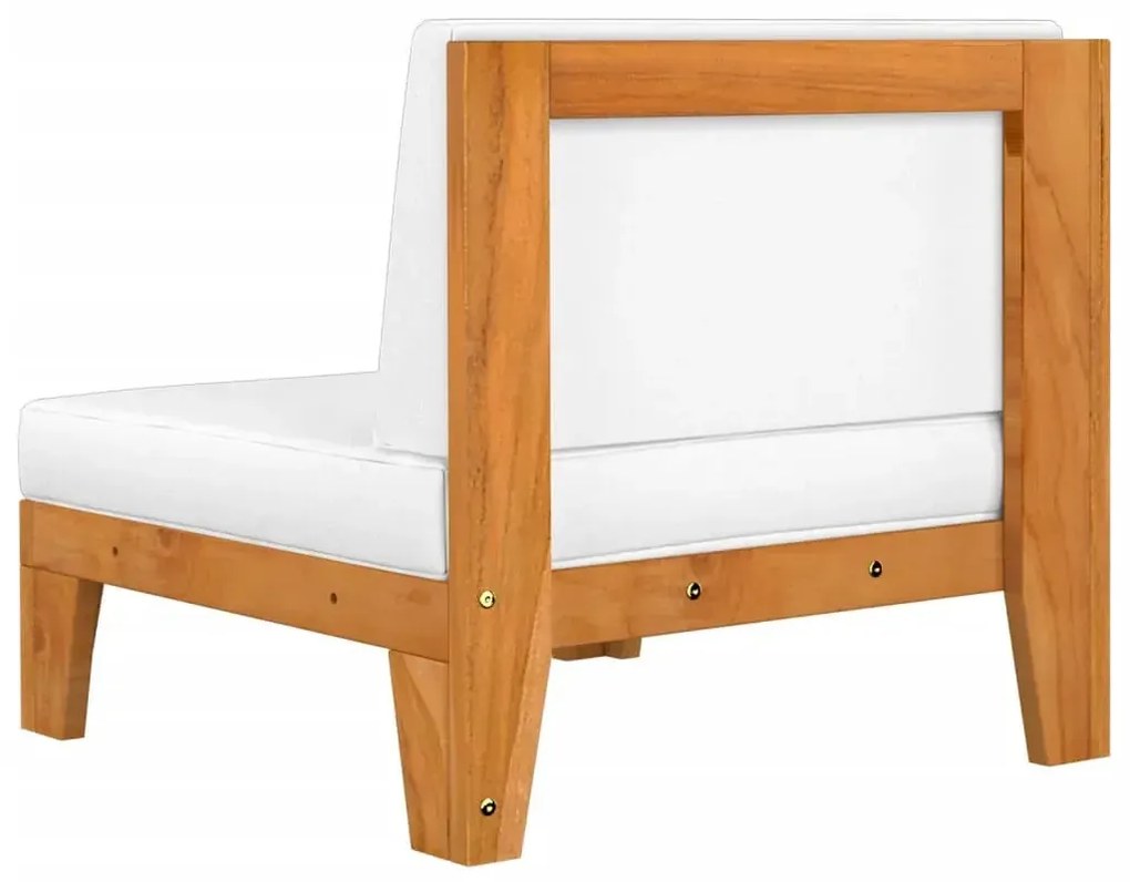 Drewniany fotel ogrodowy z kremowymi poduszkami W1-D85