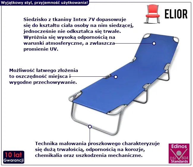 Składany leżak ogrodowy niebieski A9-P54