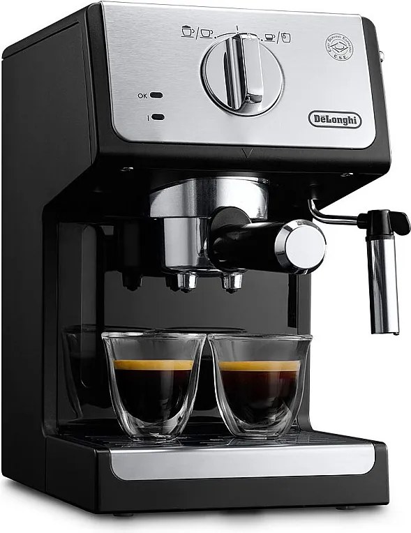 Ekspres do espresso DeLonghi ECP33.21.BK 15 bar Czarny/Srebrny - Kawa mielona i kapsułki ESE, spieniacz do mleka 360°