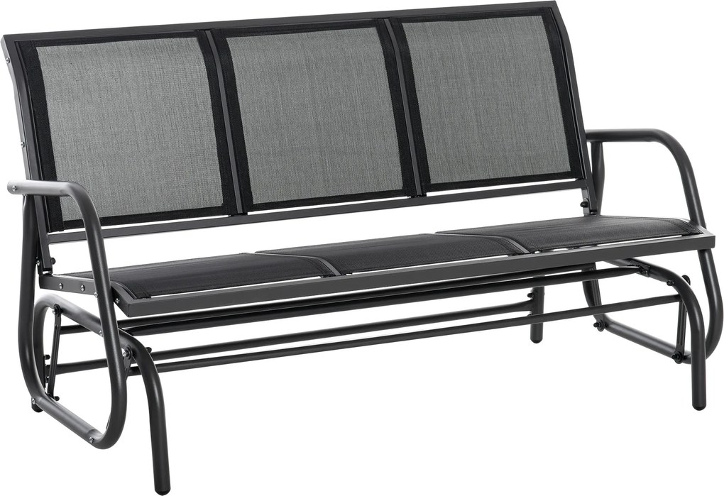 Outsunny Ławka bujana ogrodowa 3 osobowa metalowa czarna solidna konstrukcja 151x75x85 cm | Aosom PL