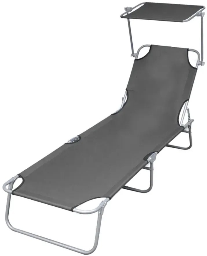 Aluminiowy leżak ogrodowy z zadaszeniem Tatami - szary