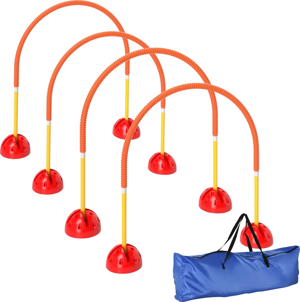 PawHut Zestaw do psiej sprawności z 4 regulowanymi bramkami, torba transportowa, żółty i pomarańczowy | Aosom PL