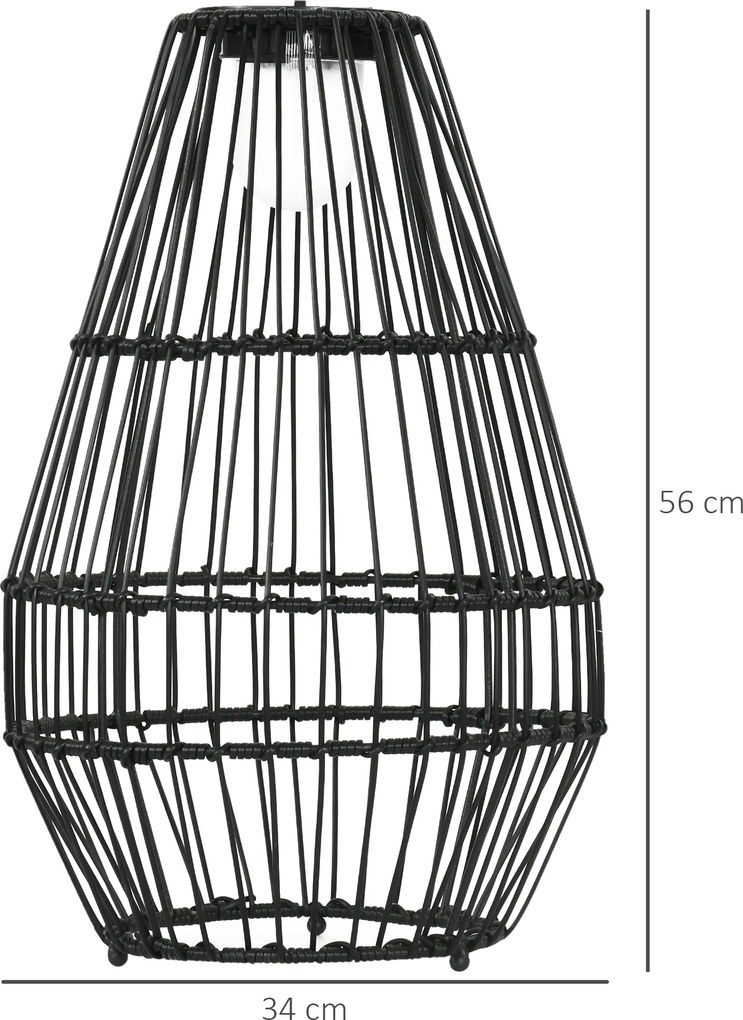 Outsunny Lampa Ogrodowa Solarna Rattan Automatyczne Włączanie 8h Świecenia 34x34x56cm | Aosom PL